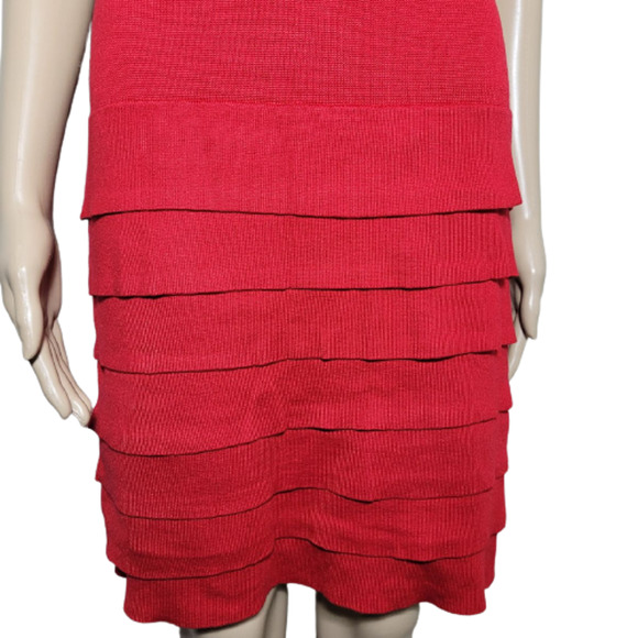 Calvin Klein Women's Red Sleeveless Round Neck Tiered Knit Sweater Dress Size S - Picture 4 of 6